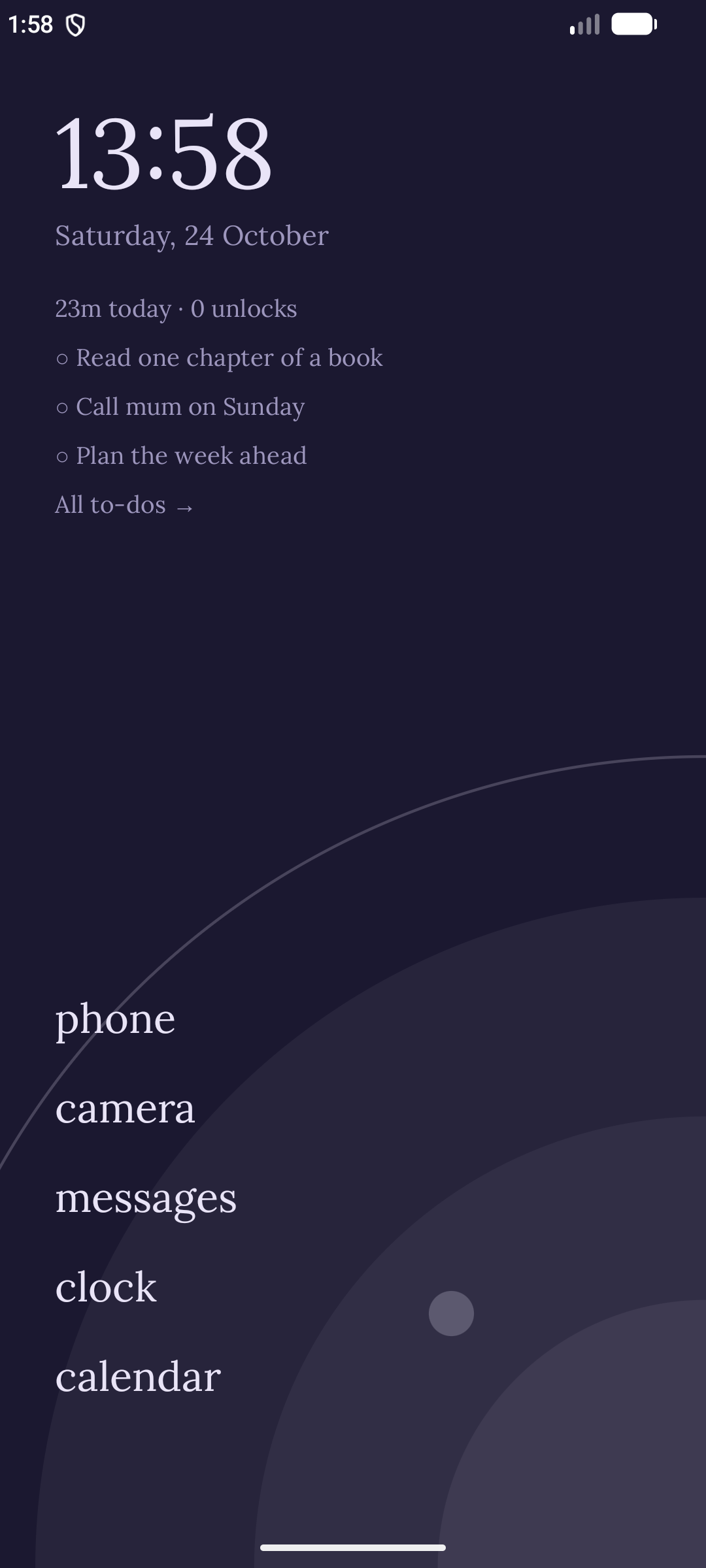 Tarnquil home screen in the Dusk theme
