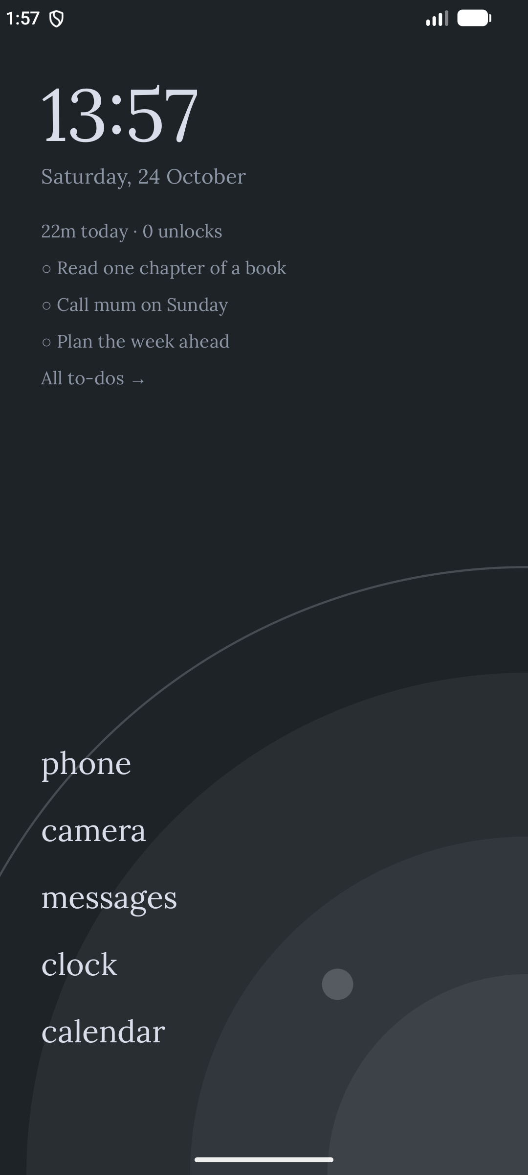 Tarnquil home screen in the Slate theme